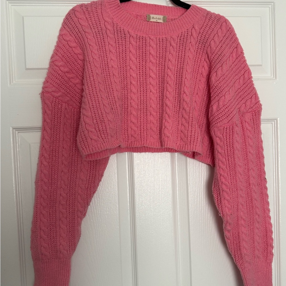 Altar'd State Pink Cable Knit Sweater